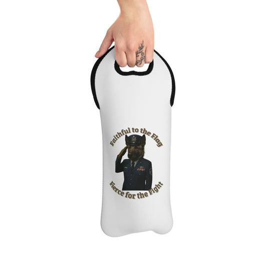 Military-Themed Wine Tote Bag, Gifts for Veterans, Wine Carrier, Patriotic Gifts, Wine Accessories, Unique Wine Bag - Fantasy Dog Portraits