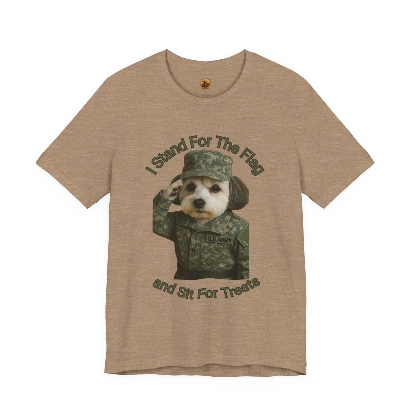 Patriotic Dog Graphic Tee, Funny Military Dog Shirt, Unisex Humor Tee, Gift for Dog Lovers, Independence Day Top Printify