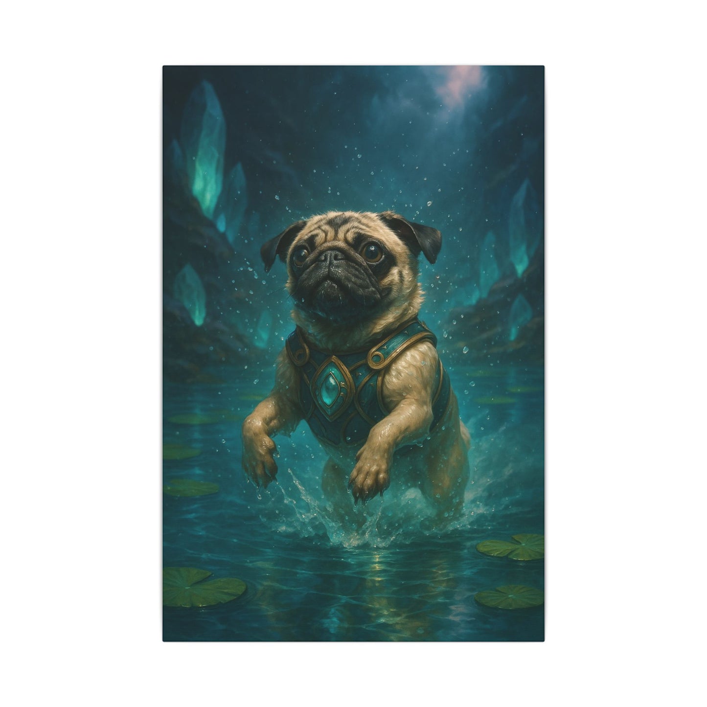 Aquatic Pug Guardian-Fantasy Dog Portraits - Fantasy Dog Portraits