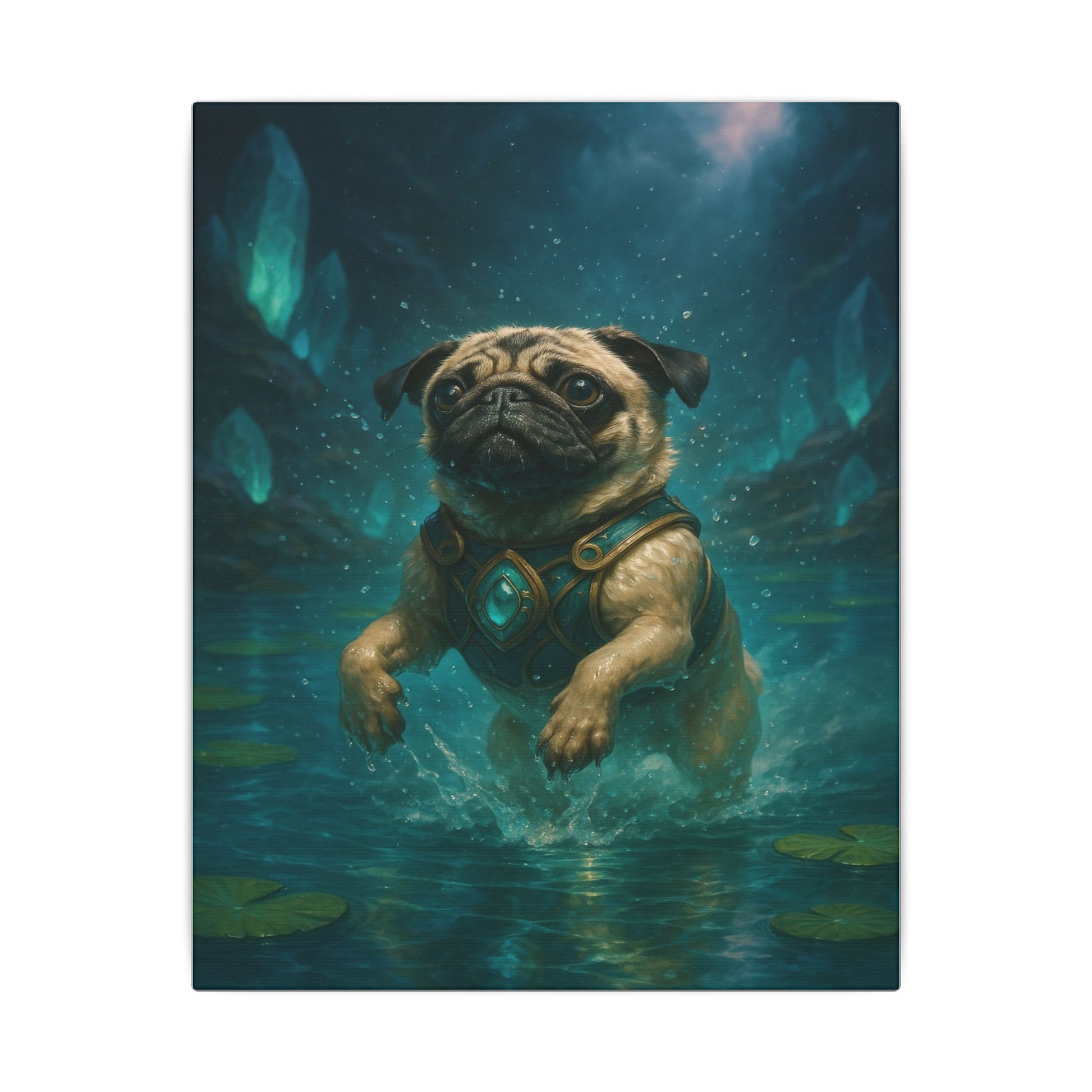 Aquatic Pug Guardian-Fantasy Dog Portraits - Fantasy Dog Portraits