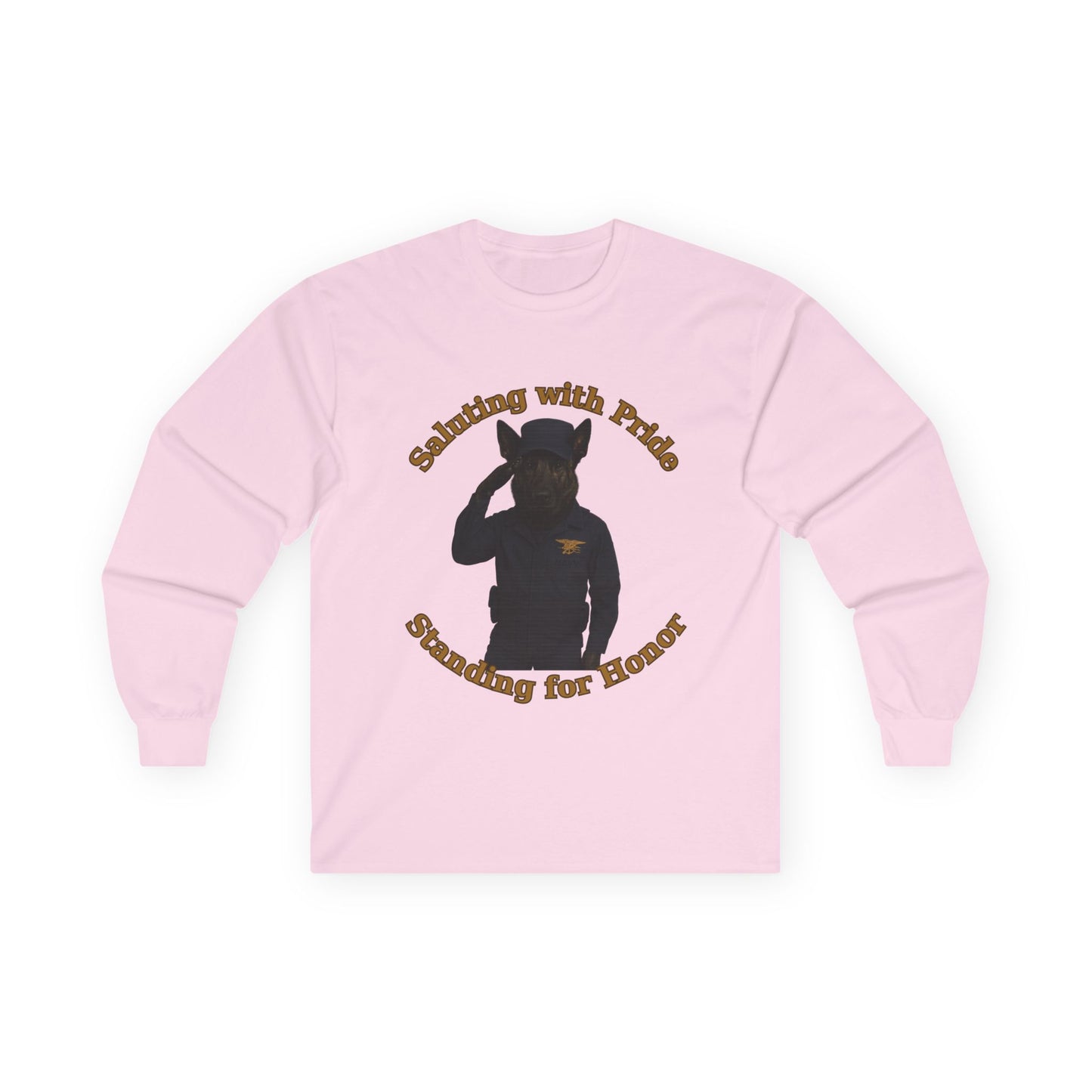 Marine German Shepherd service dog Unisex Long Sleeve Tee - Saluting with Pride, Standing for Honor | Perfect for Veterans Day, Memorial Day, Casual Wear, Gift for Him/Her - Fantasy Dog Portraits