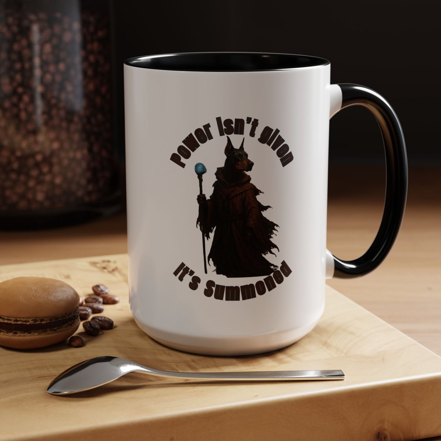 Mug - Wizard Dog with Power Stick Design - 11, 15oz - Fantasy Dog Portraits
