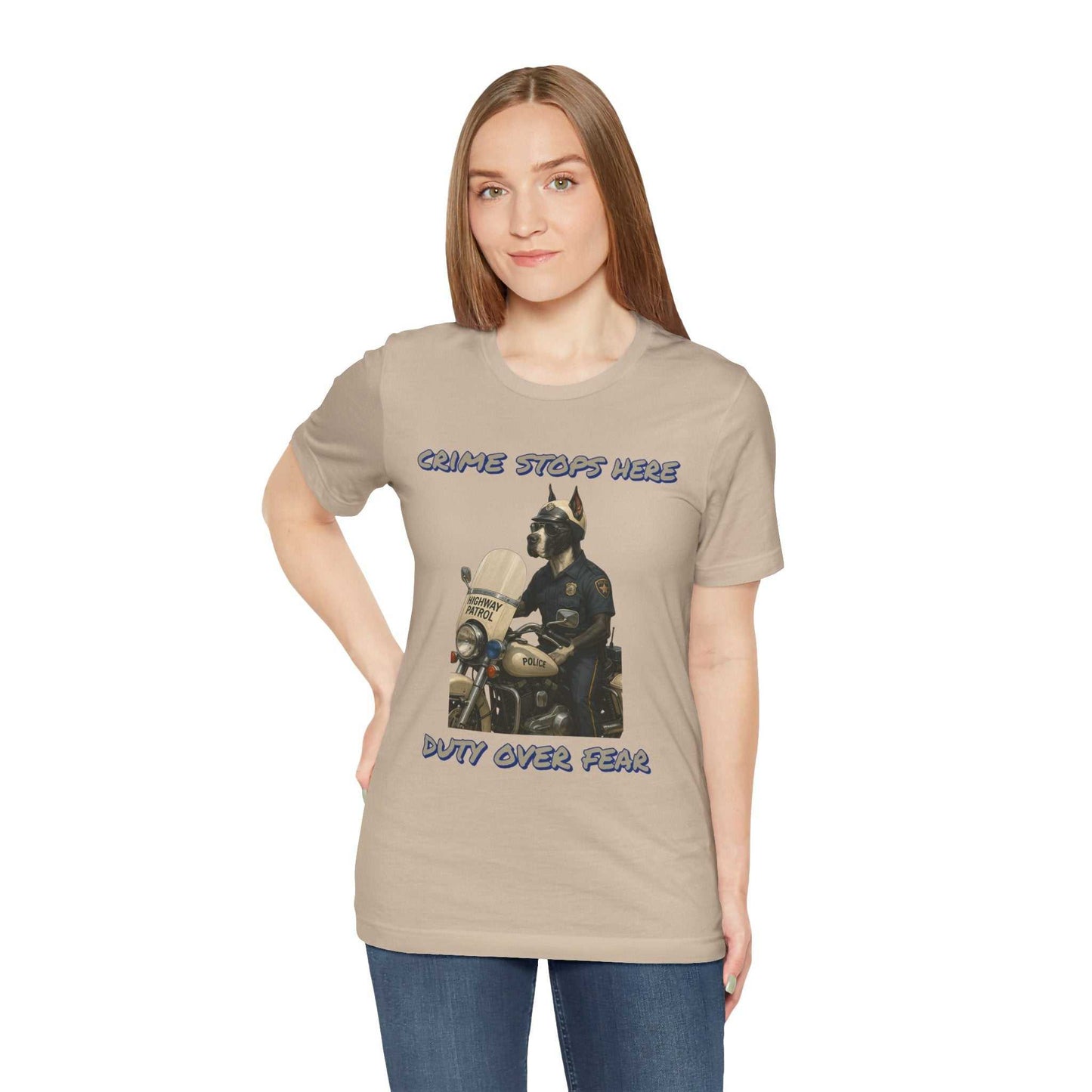 Crime Stops Here Tee, Unisex Graphic T-Shirt for Police Support, Law Enforcement Gift, Birthday, Casual Wear, Unique Statement Shirt - Fantasy Dog Portraits