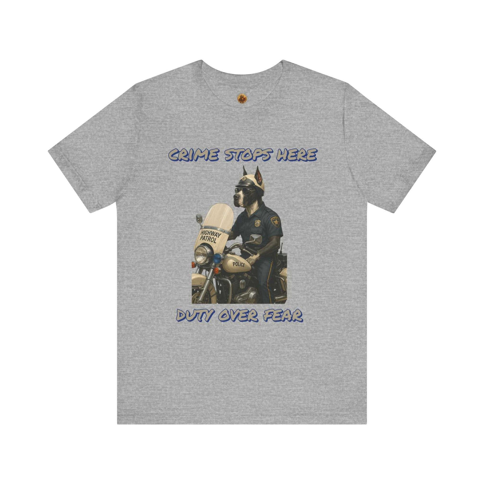 Crime Stops Here Tee, Unisex Graphic T-Shirt for Police Support, Law Enforcement Gift, Birthday, Casual Wear, Unique Statement Shirt - Fantasy Dog Portraits