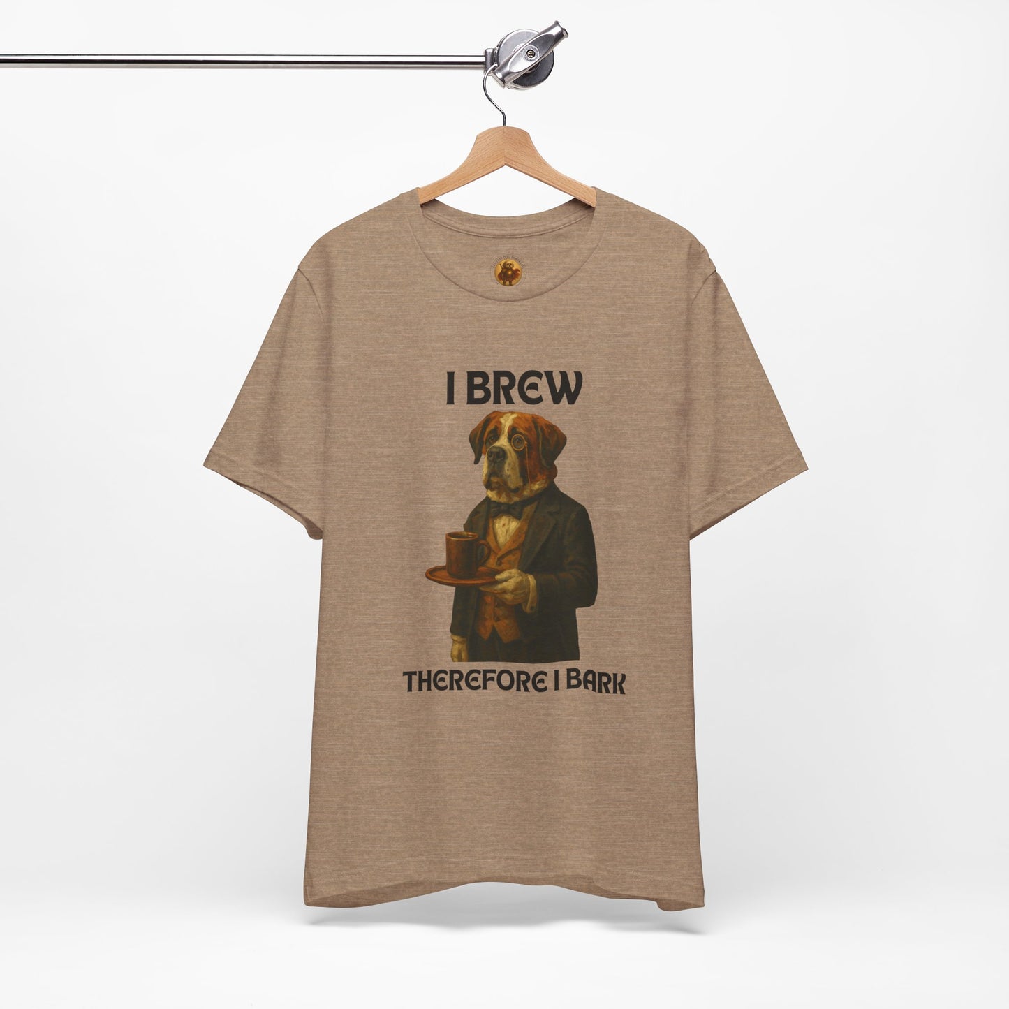 Unisex Funny Dog Lover Tee - I Brew Therefore I Bark, Gift for Pet Owners, Unisex Jersey Shirt, Casual Wear, Dog Themed Apparel, Birthday Present