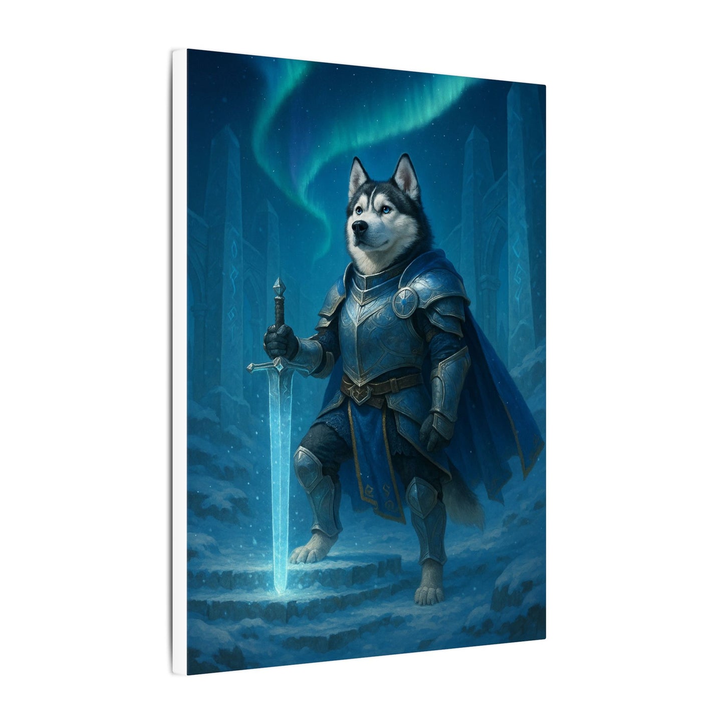 Husky Knight of the Aurora-Fantasy Dog Portraits - Fantasy Dog Portraits