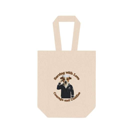 Dog-Themed Double Wine Tote Bag, Pet Lover Gift, Funny Wine Carrier, Wine Gift Bag, Holiday Party Accessory - Fantasy Dog Portraits