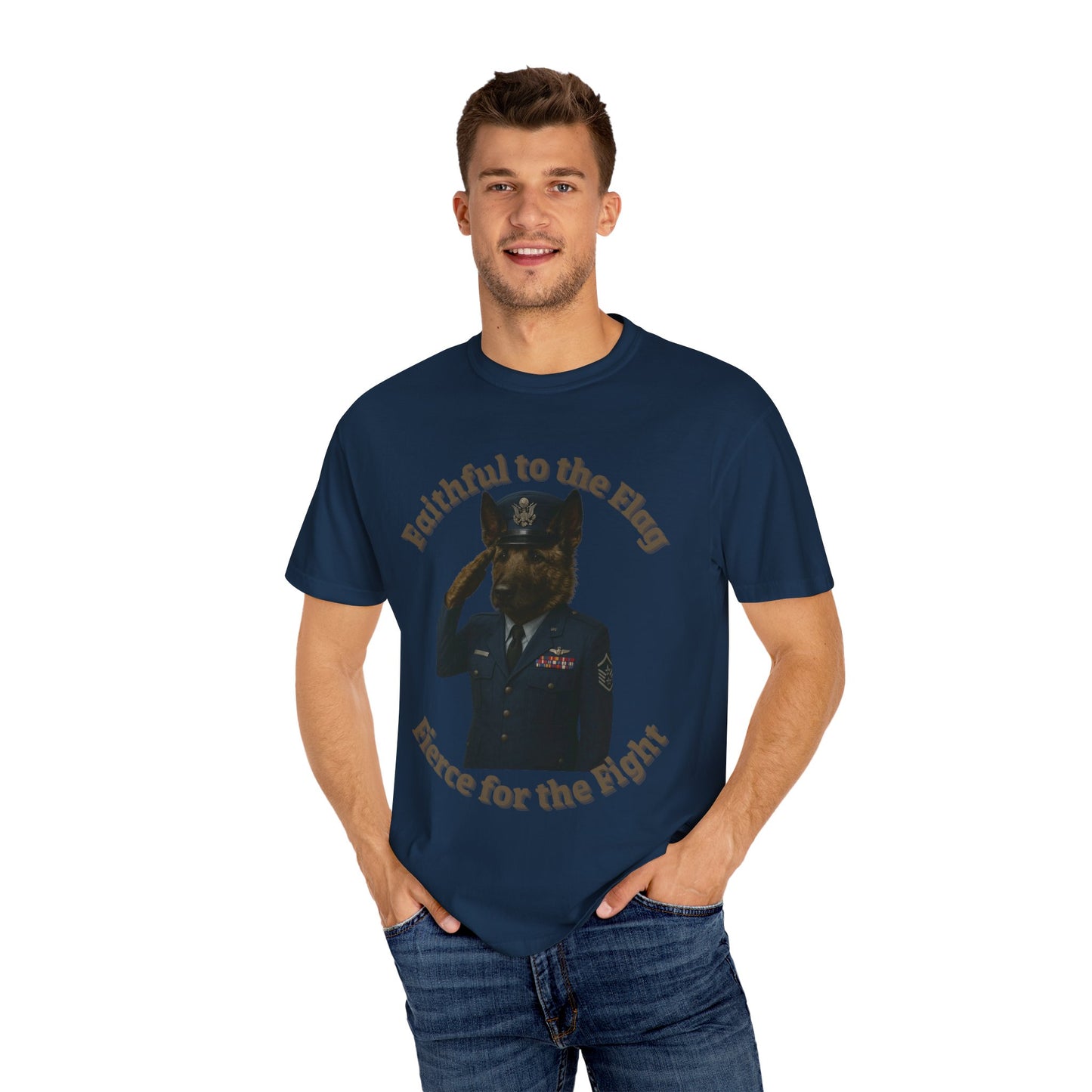 Patriotic Unisex T-Shirt, Faithful to the Flag Tee, Military Apparel, July 4th Shirt, Gifts for Veterans, Comfortable Casual Wear - Fantasy Dog Portraits