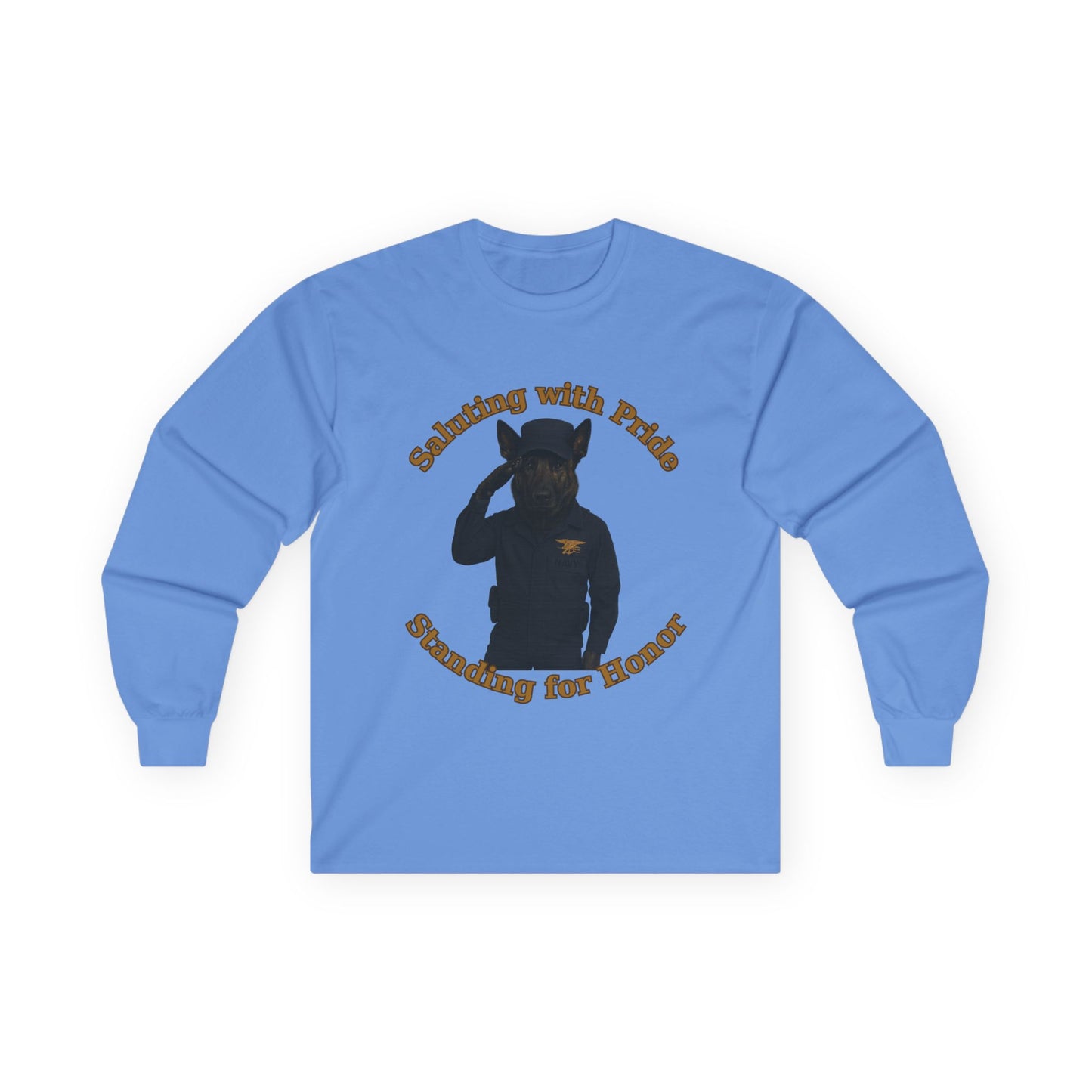 Marine German Shepherd service dog Unisex Long Sleeve Tee - Saluting with Pride, Standing for Honor | Perfect for Veterans Day, Memorial Day, Casual Wear, Gift for Him/Her - Fantasy Dog Portraits