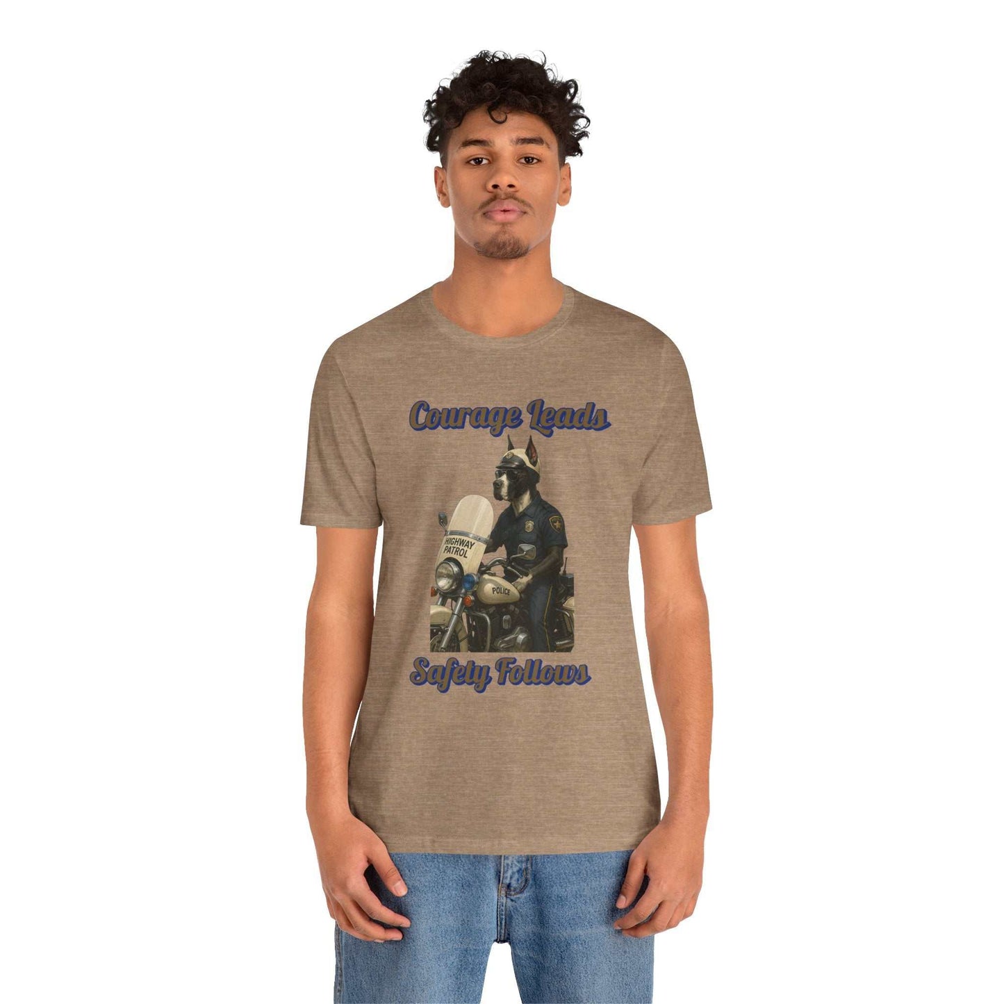 Courage Leads Safety Follows T-Shirt, Motivational Tee, Law Enforcement Gift, Inspirational Quote Shirt, Police Support Apparel - Fantasy Dog Portraits
