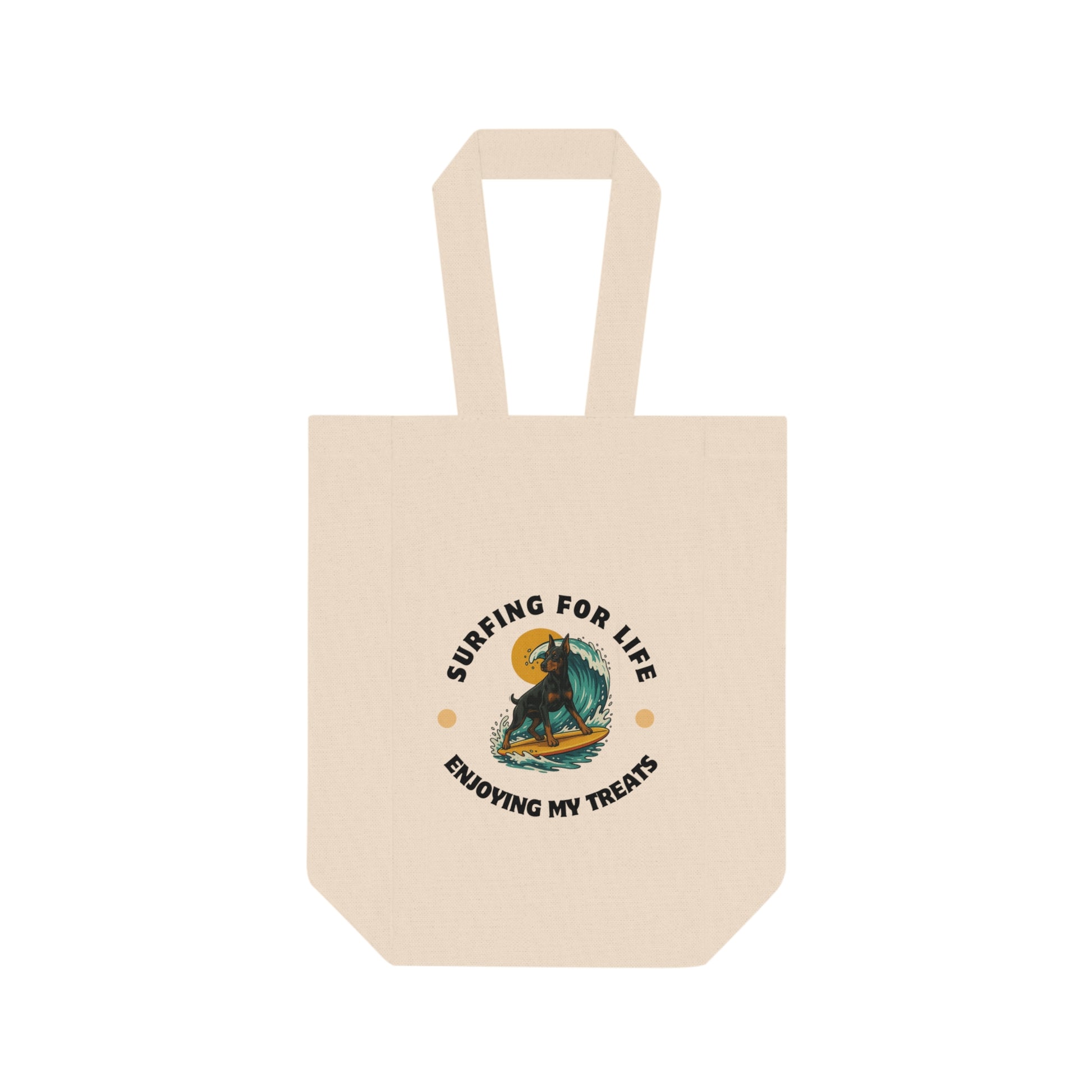 Surfing Life Double Wine Tote Bag, Wine Carrier, Beach Picnic Accessory, Gift for Wine Lovers, Fun Wine Bag, Surfing Enthusiast - Fantasy Dog Portraits
