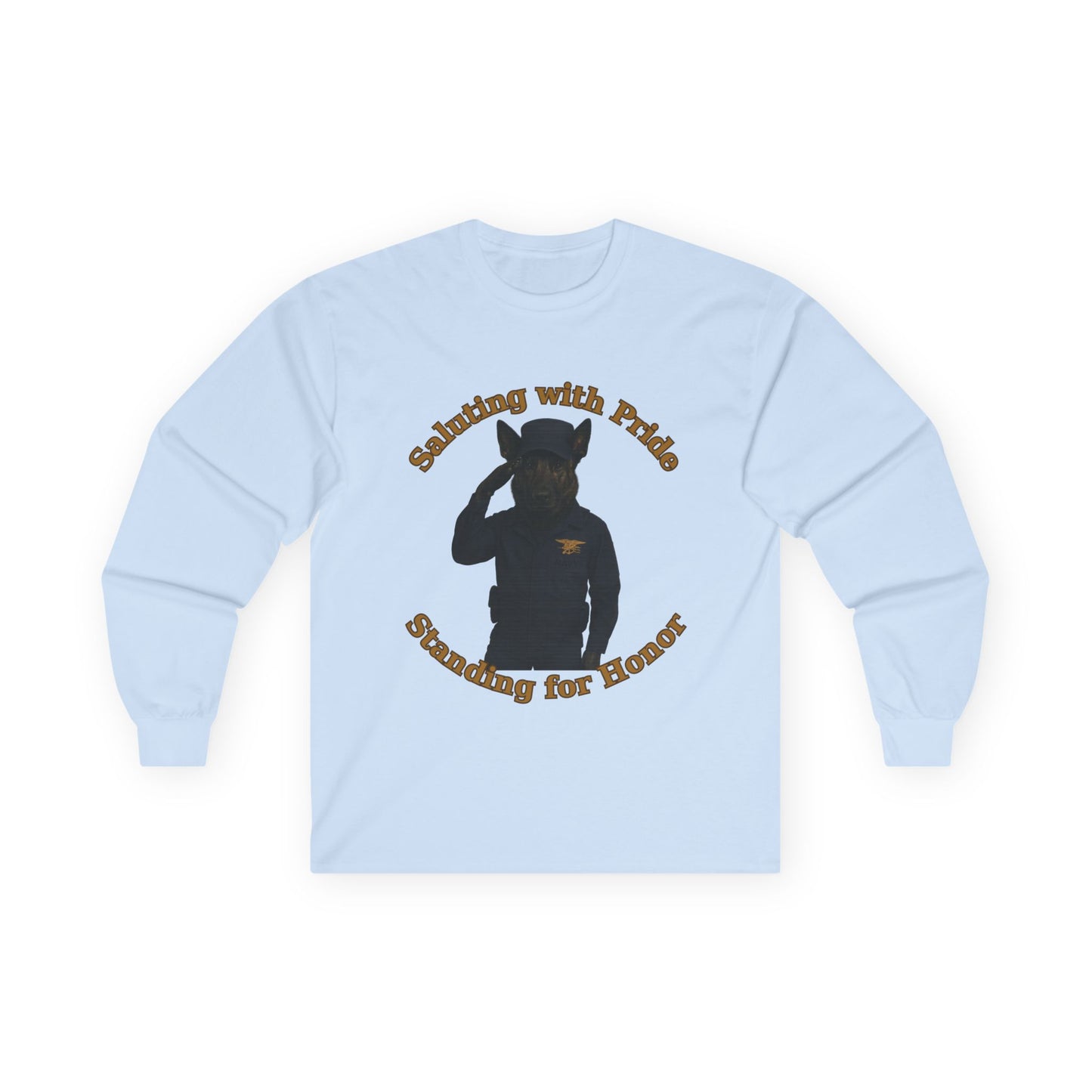 Marine German Shepherd service dog Unisex Long Sleeve Tee - Saluting with Pride, Standing for Honor | Perfect for Veterans Day, Memorial Day, Casual Wear, Gift for Him/Her - Fantasy Dog Portraits