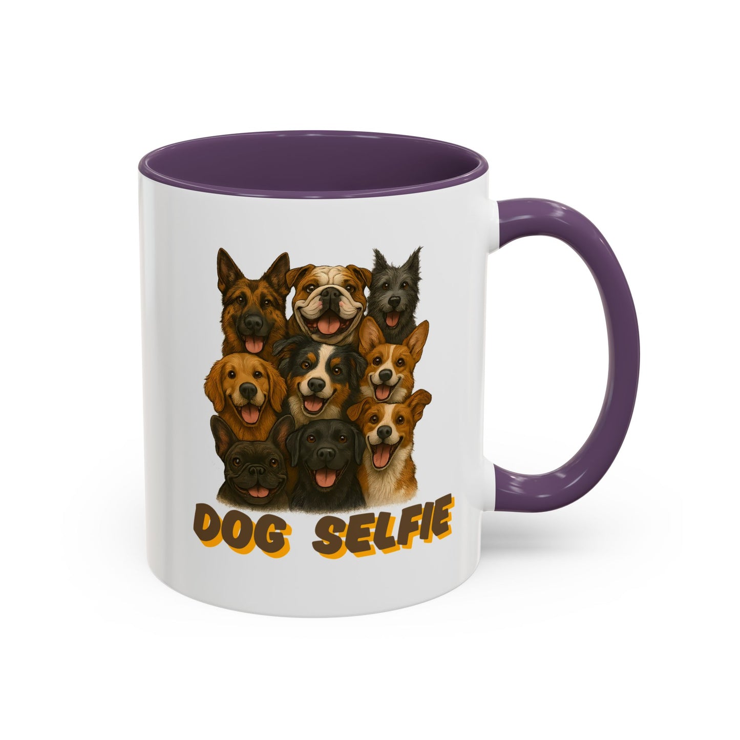 Dog Lover's Accent Coffee Mug - Perfect Gift for Pet Owners, Dog Selfie Mug, Ceramic Coffee Cup, Funny Dog Gift, Home & Kitchen Decor - Fantasy Dog Portraits