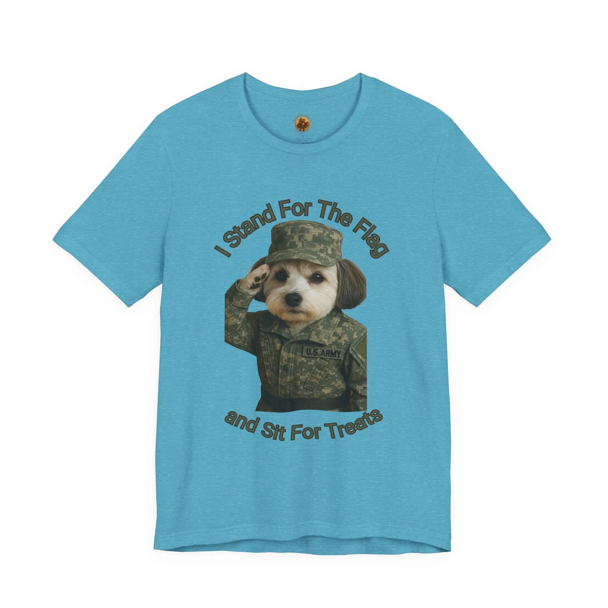 Patriotic Dog Graphic Tee, Funny Military Dog Shirt, Unisex Humor Tee, Gift for Dog Lovers, Independence Day Top Printify