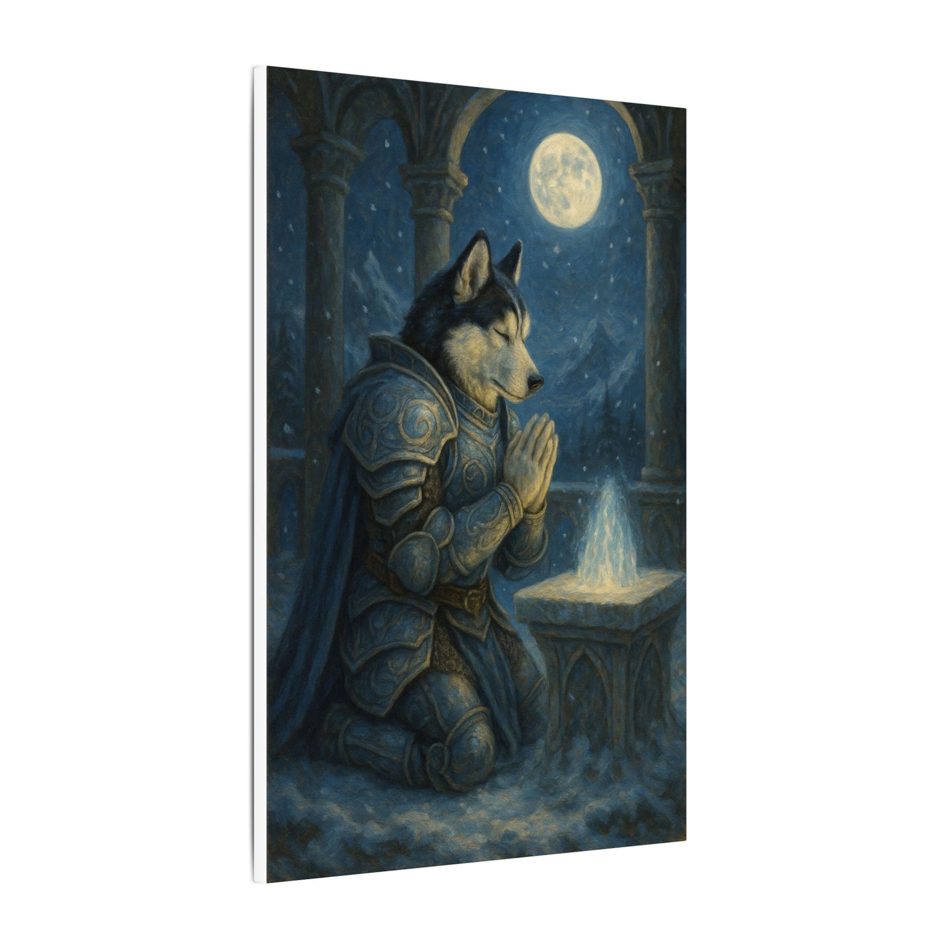 Moonlit Warrior's Meditation-Fantasy Dog Portraits - Fantasy Dog Portraits