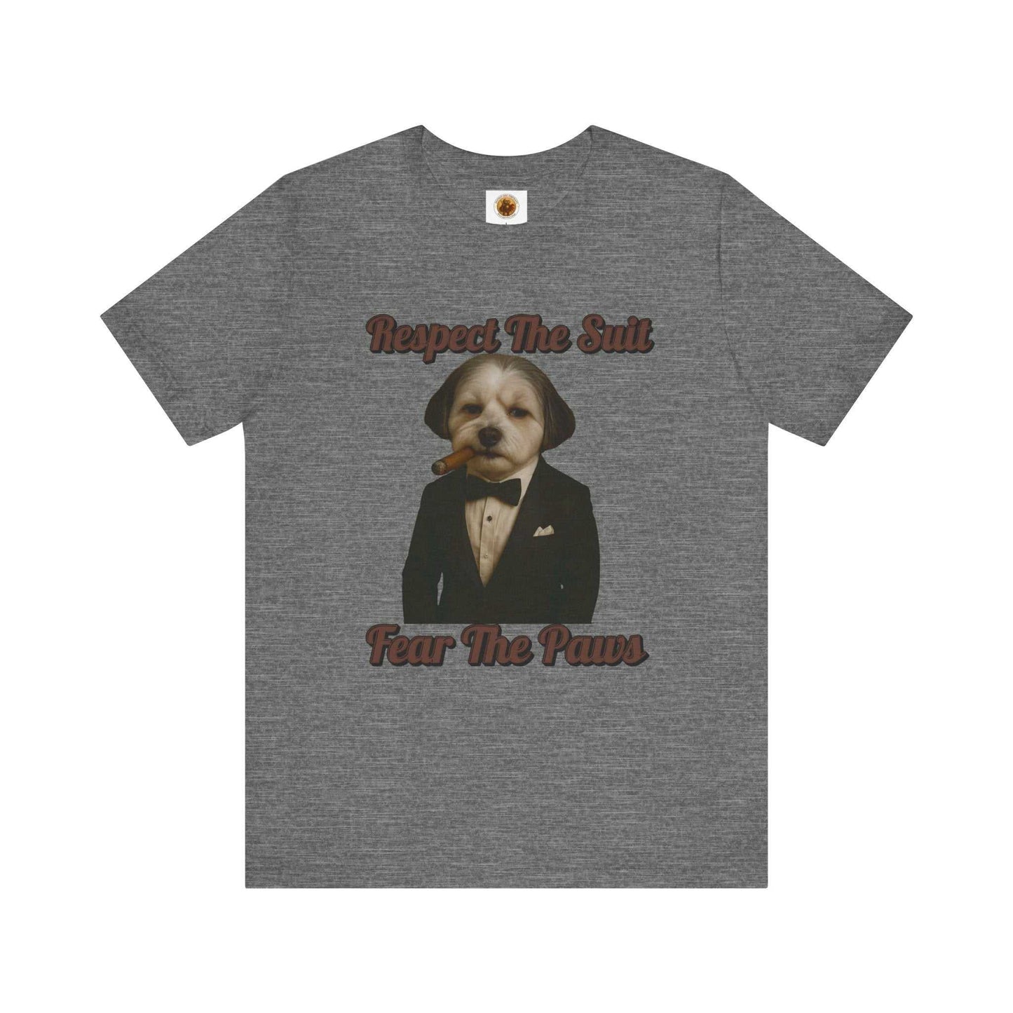 Respect the Suit Dog T-Shirt, Funny Animal Tee, Pet Lover Gift, Casual Wear, Unique Graphic Apparel - Fantasy Dog Portraits