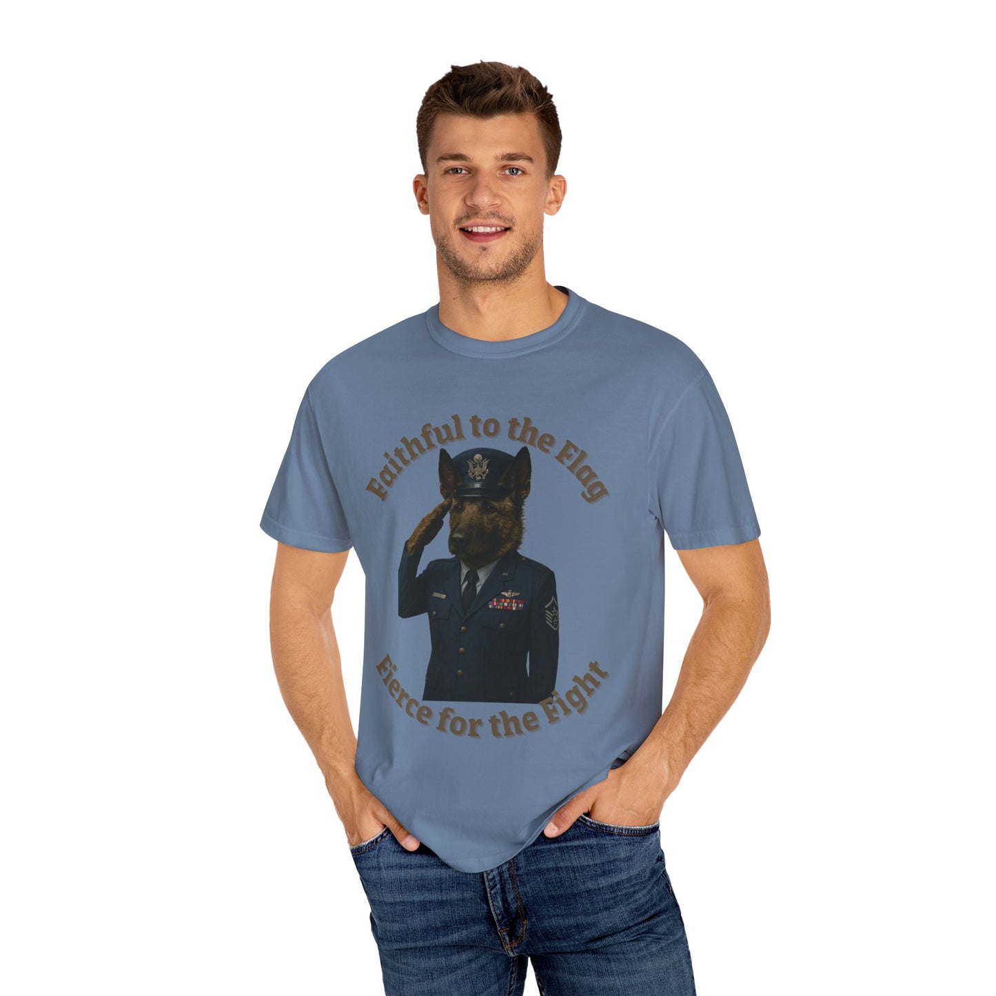 Patriotic Unisex T-Shirt, Faithful to the Flag Tee, Military Apparel, July 4th Shirt, Gifts for Veterans, Comfortable Casual Wear - Fantasy Dog Portraits