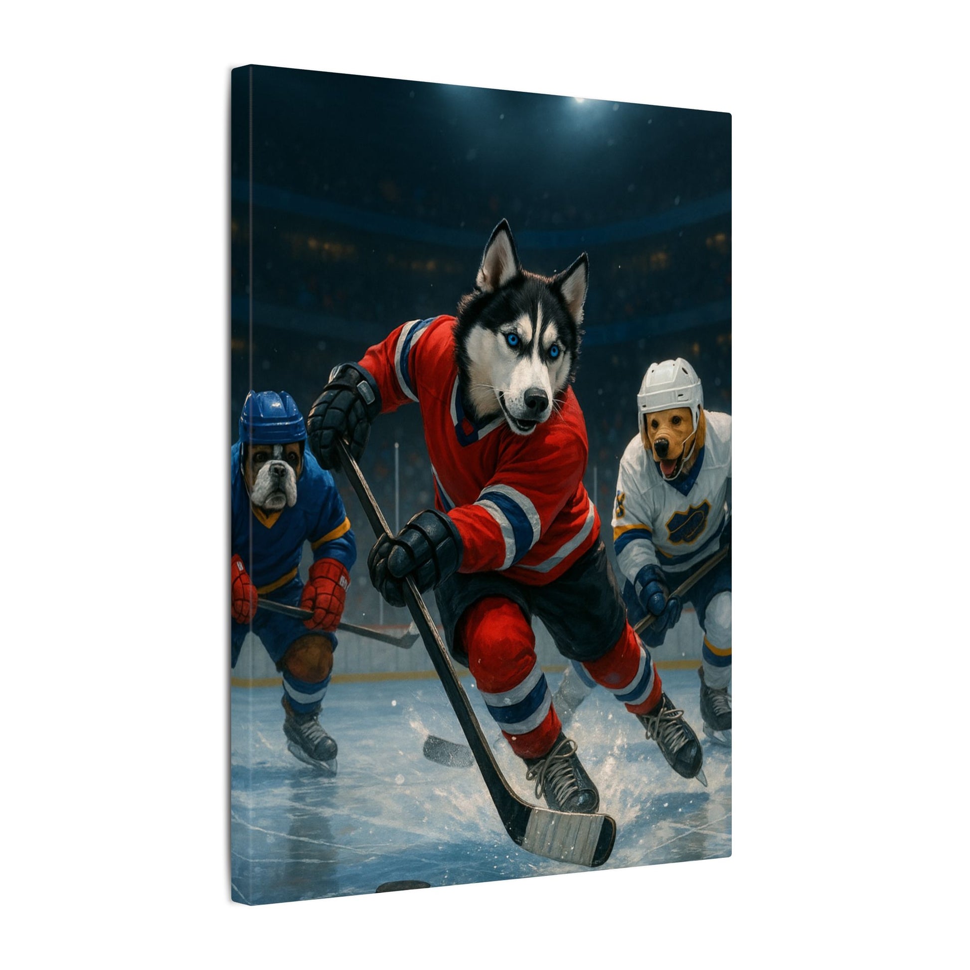 Canvas Print - Dogs Playing Hockey - Fantasy Dog Portraits
