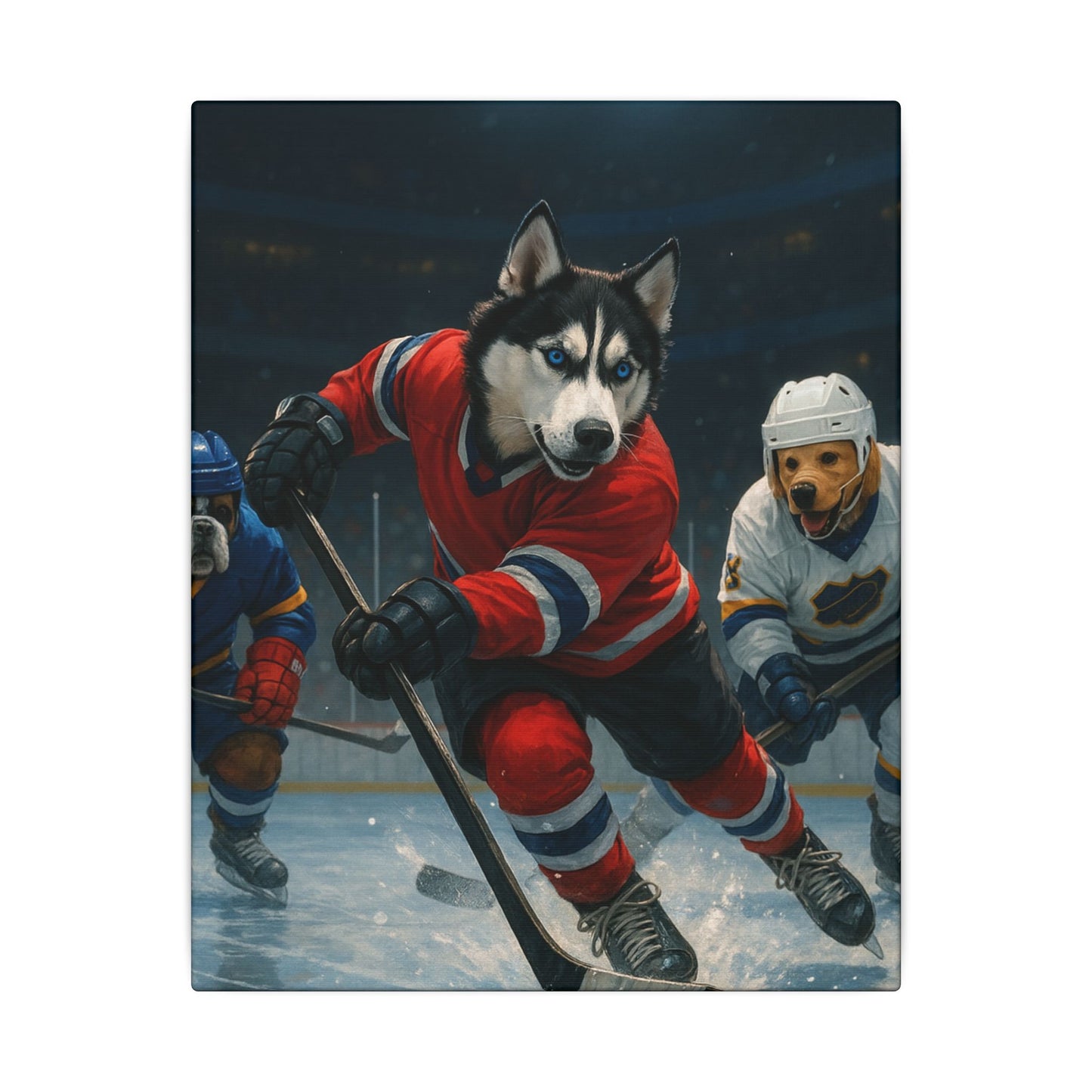 Canvas Print - Dogs Playing Hockey - Fantasy Dog Portraits