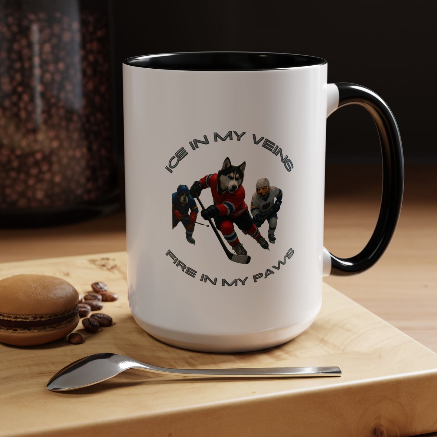 Mug Dogs Playing Hockey 11, 15oz - Fantasy Dog Portraits
