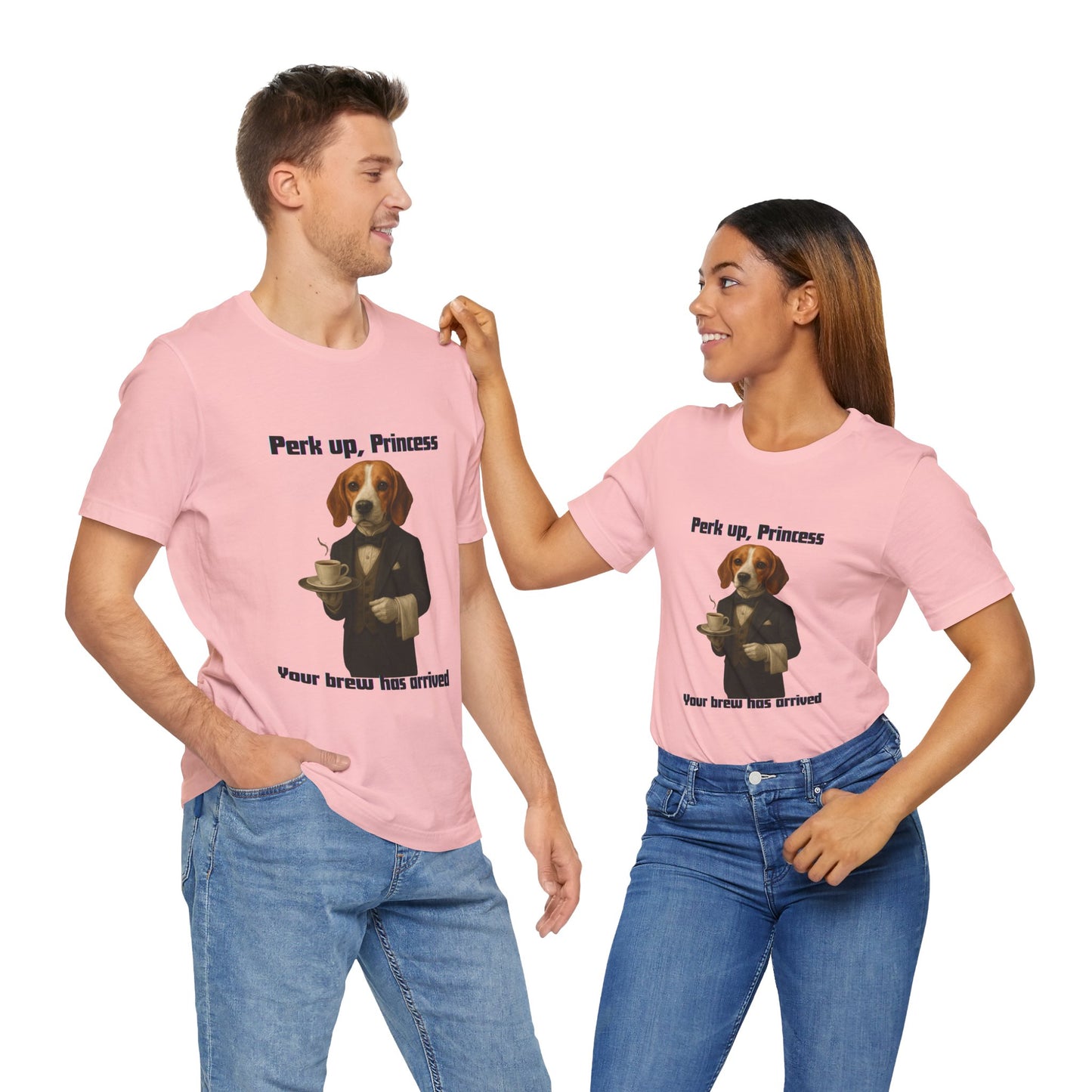 Unisex Charming Dog-Themed Tee for Coffee Lovers | Pet Lover Gift, Funny T-Shirt, Animal Lover Apparel, Gift for Dog Moms, Unisex Tee