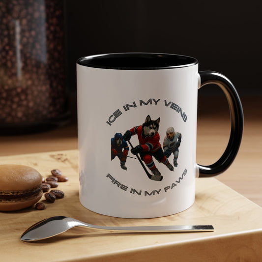 Mug Dogs Playing Hockey 11, 15oz - Fantasy Dog Portraits