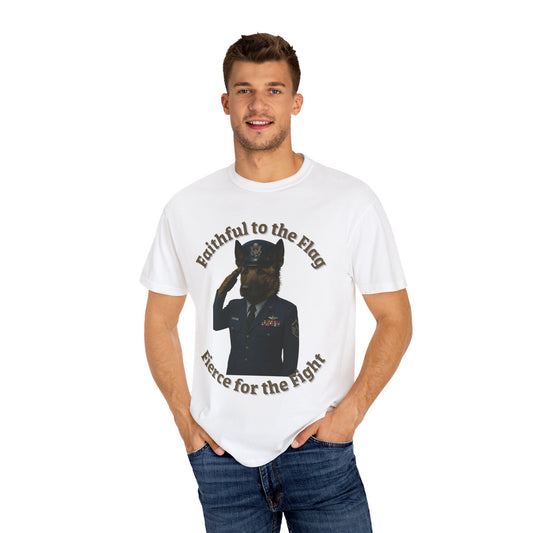 Patriotic Unisex T-Shirt, Faithful to the Flag Tee, Military Apparel, July 4th Shirt, Gifts for Veterans, Comfortable Casual Wear - Fantasy Dog Portraits