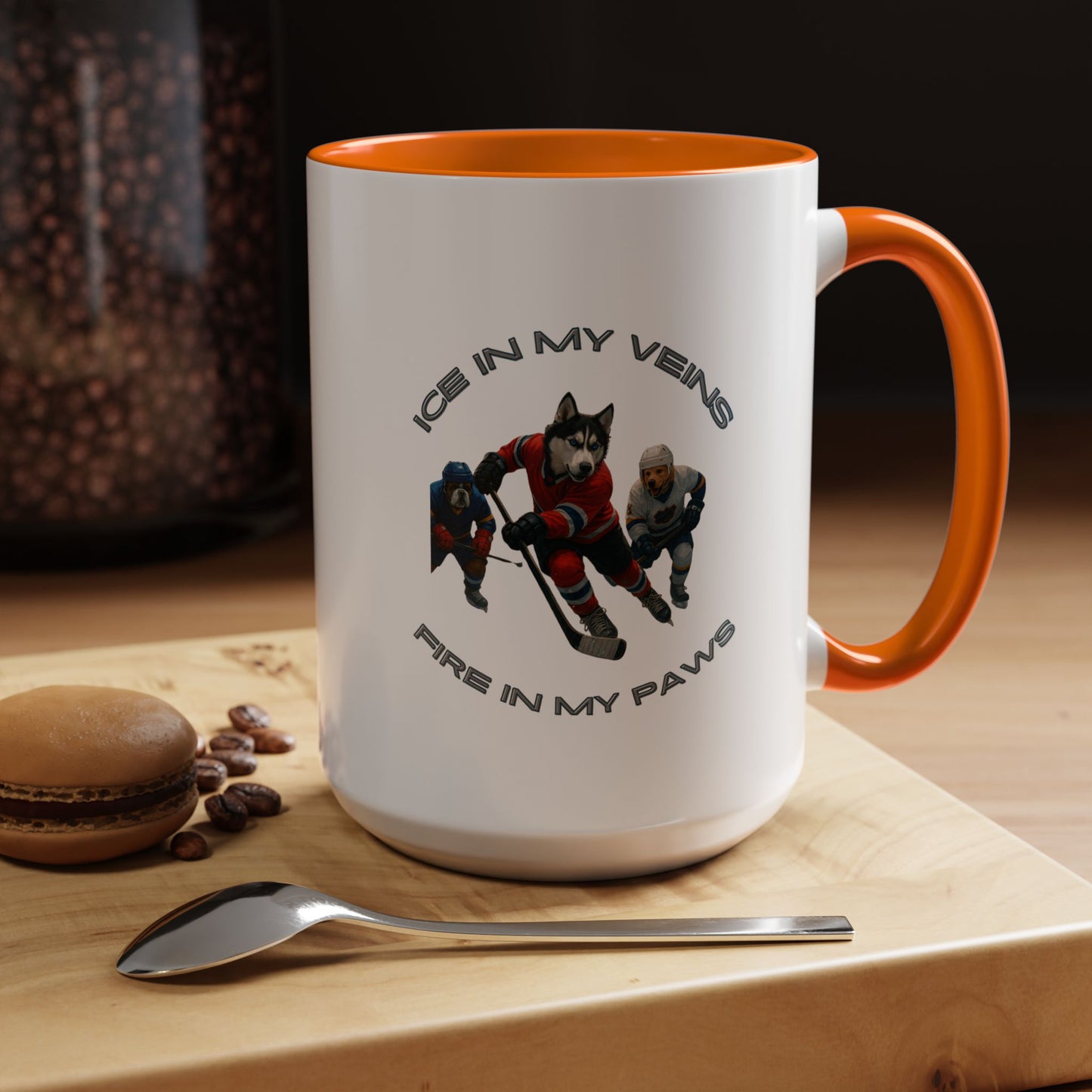 Mug Dogs Playing Hockey 11, 15oz - Fantasy Dog Portraits