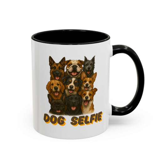 Dog Lover's Accent Coffee Mug - Perfect Gift for Pet Owners, Dog Selfie Mug, Ceramic Coffee Cup, Funny Dog Gift, Home & Kitchen Decor - Fantasy Dog Portraits