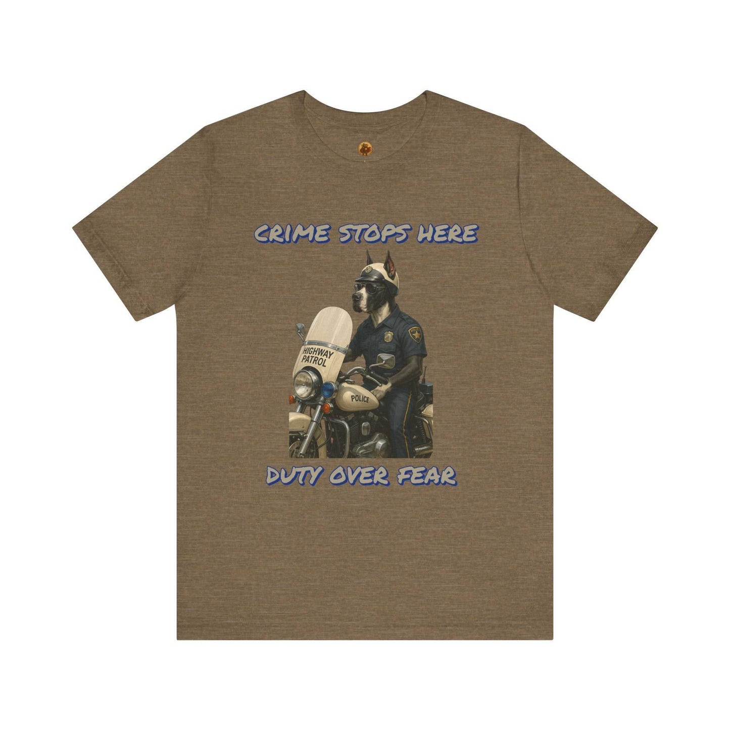 Crime Stops Here Tee, Unisex Graphic T-Shirt for Police Support, Law Enforcement Gift, Birthday, Casual Wear, Unique Statement Shirt - Fantasy Dog Portraits