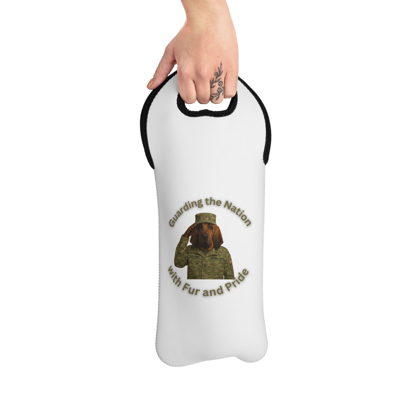 Patriotic Wine Tote Bag - Perfect for Veterans, Military Families, Army Celebrations, Wine Lovers, Gift for Soldiers - Fantasy Dog Portraits