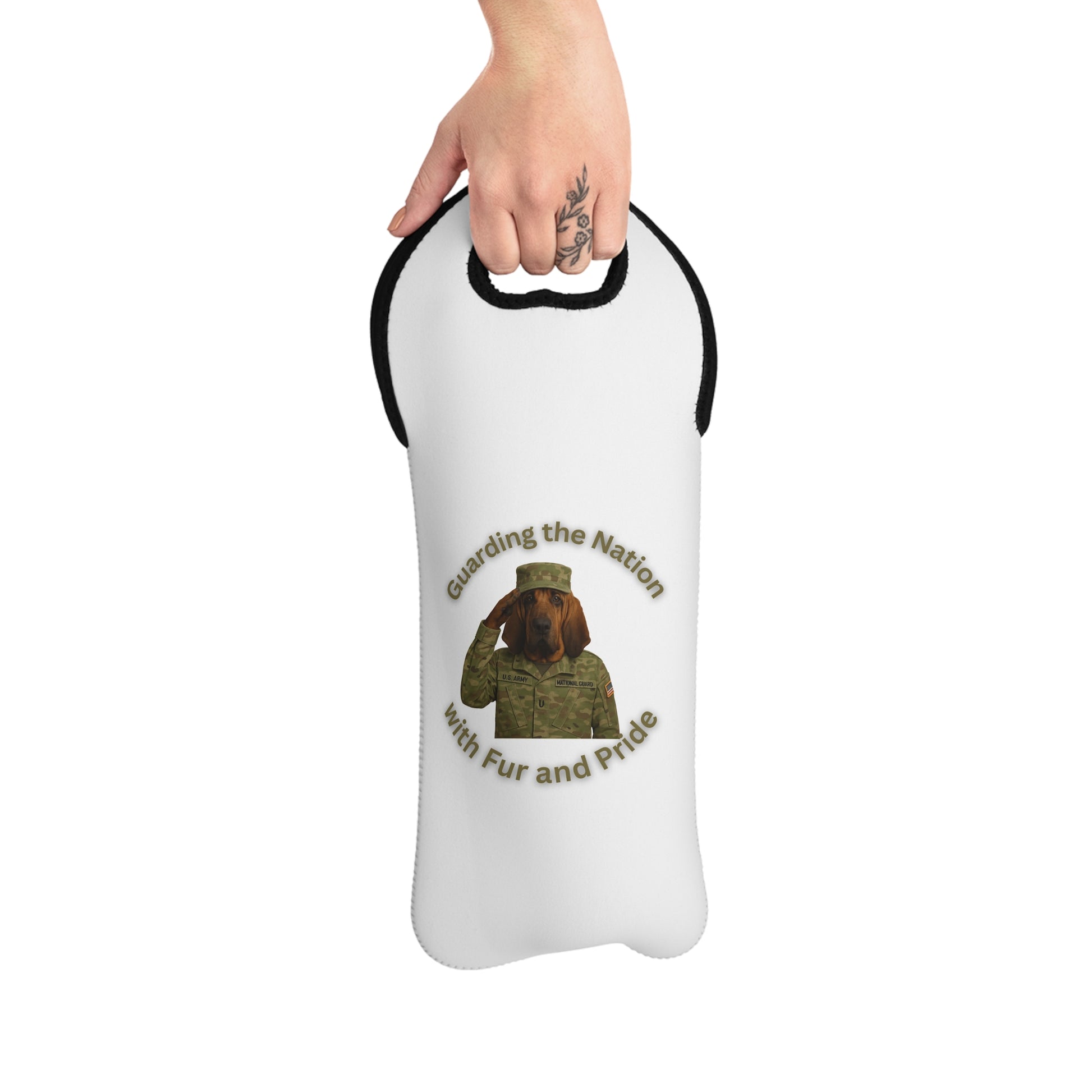 Patriotic Wine Tote Bag - Perfect for Veterans, Military Families, Army Celebrations, Wine Lovers, Gift for Soldiers - Fantasy Dog Portraits