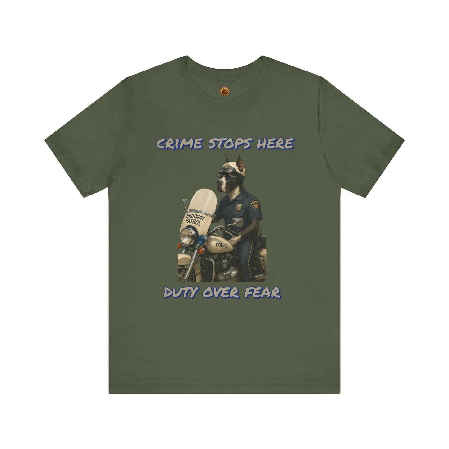 Crime Stops Here Tee, Unisex Graphic T-Shirt for Police Support, Law Enforcement Gift, Birthday, Casual Wear, Unique Statement Shirt - Fantasy Dog Portraits