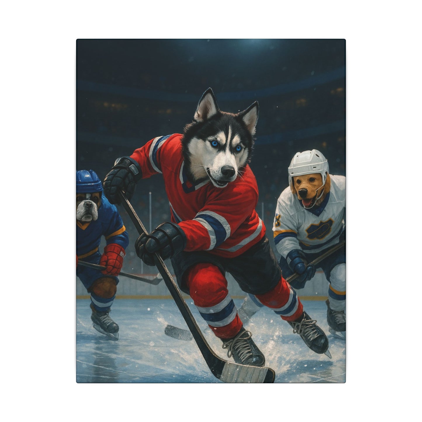 Canvas Print - Dogs Playing Hockey - Fantasy Dog Portraits