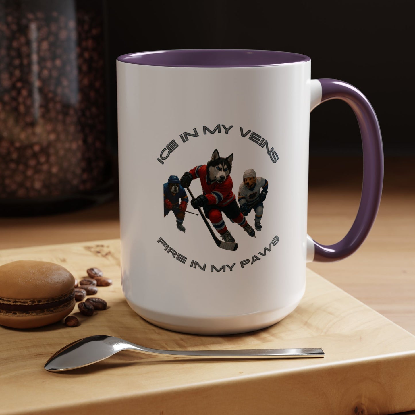 Mug Dogs Playing Hockey 11, 15oz - Fantasy Dog Portraits