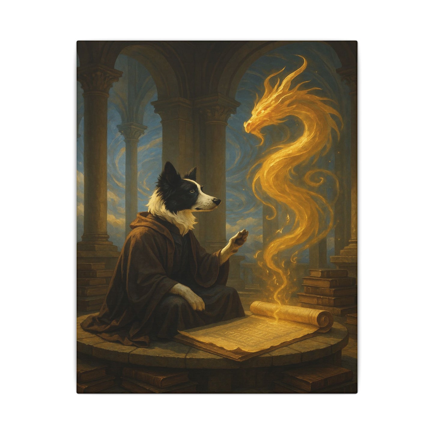 Wisdom of the Golden Dragon-Fantasy Dog Portraits - Fantasy Dog Portraits