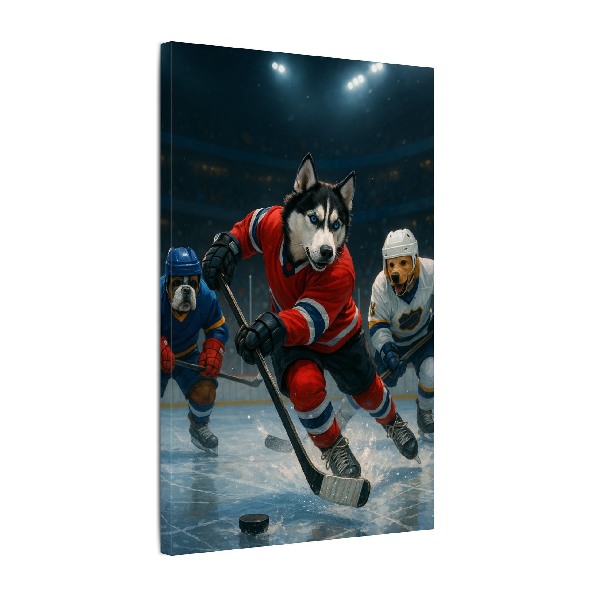 Canvas Print - Dogs Playing Hockey - Fantasy Dog Portraits