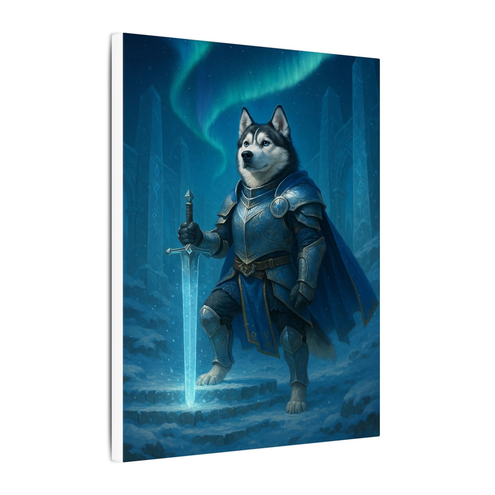 Husky Knight of the Aurora-Fantasy Dog Portraits - Fantasy Dog Portraits