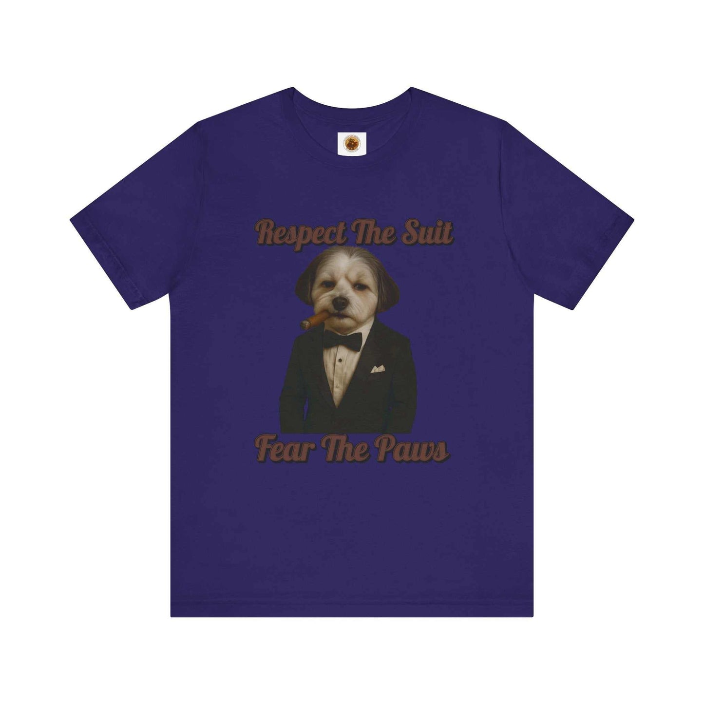 Respect the Suit Dog T-Shirt, Funny Animal Tee, Pet Lover Gift, Casual Wear, Unique Graphic Apparel - Fantasy Dog Portraits