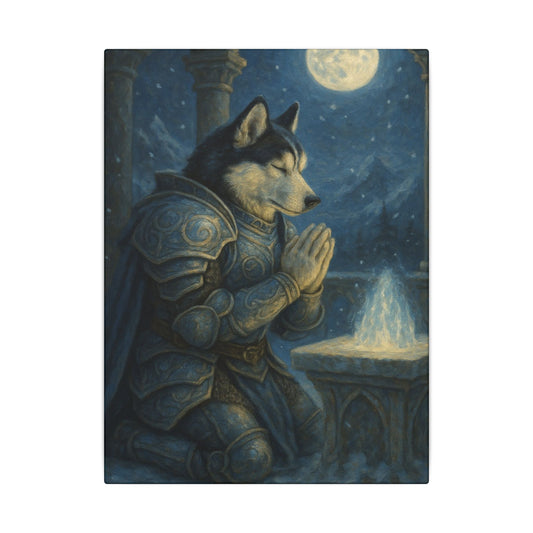 Moonlit Warrior's Meditation-Fantasy Dog Portraits - Fantasy Dog Portraits