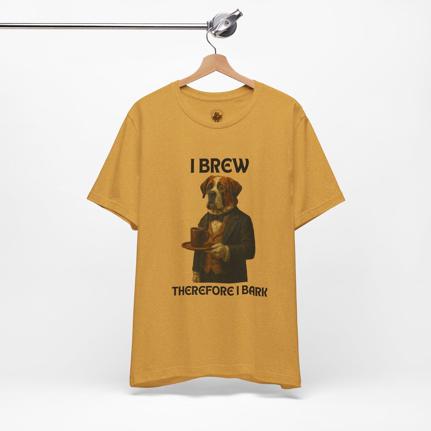 Unisex Funny Dog Lover Tee - I Brew Therefore I Bark, Gift for Pet Owners, Unisex Jersey Shirt, Casual Wear, Dog Themed Apparel, Birthday Present