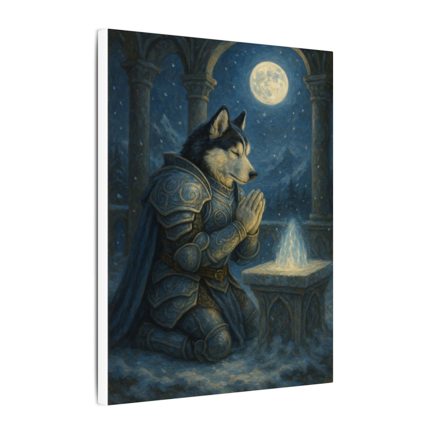 Moonlit Warrior's Meditation-Fantasy Dog Portraits - Fantasy Dog Portraits