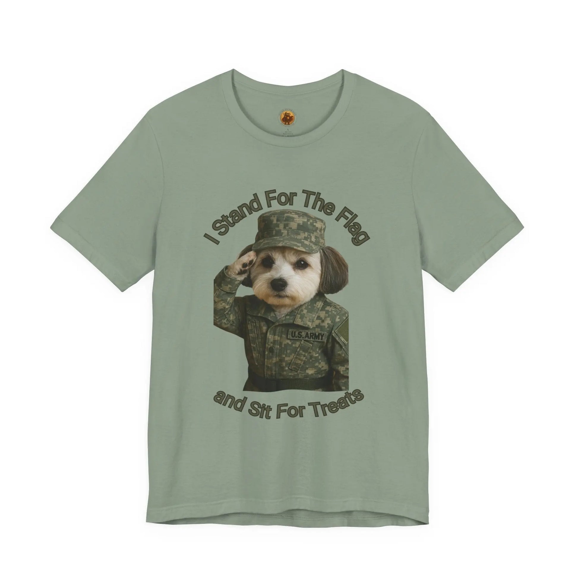 Patriotic Dog Graphic Tee, Funny Military Dog Shirt, Unisex Humor Tee, Gift for Dog Lovers, Independence Day Top Printify