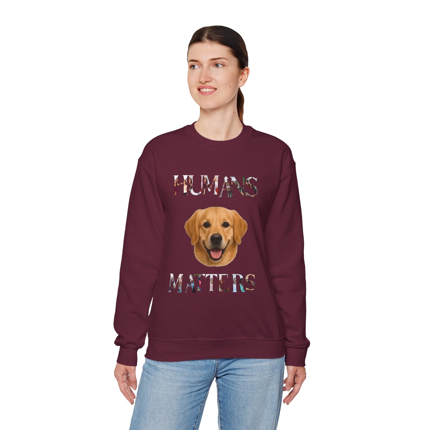 Humans Matter Dog Sweatshirt | Unisex Crewneck | Animal Lovers Gift | Pet Appreciation | Casual Wear | Perfect for Holidays