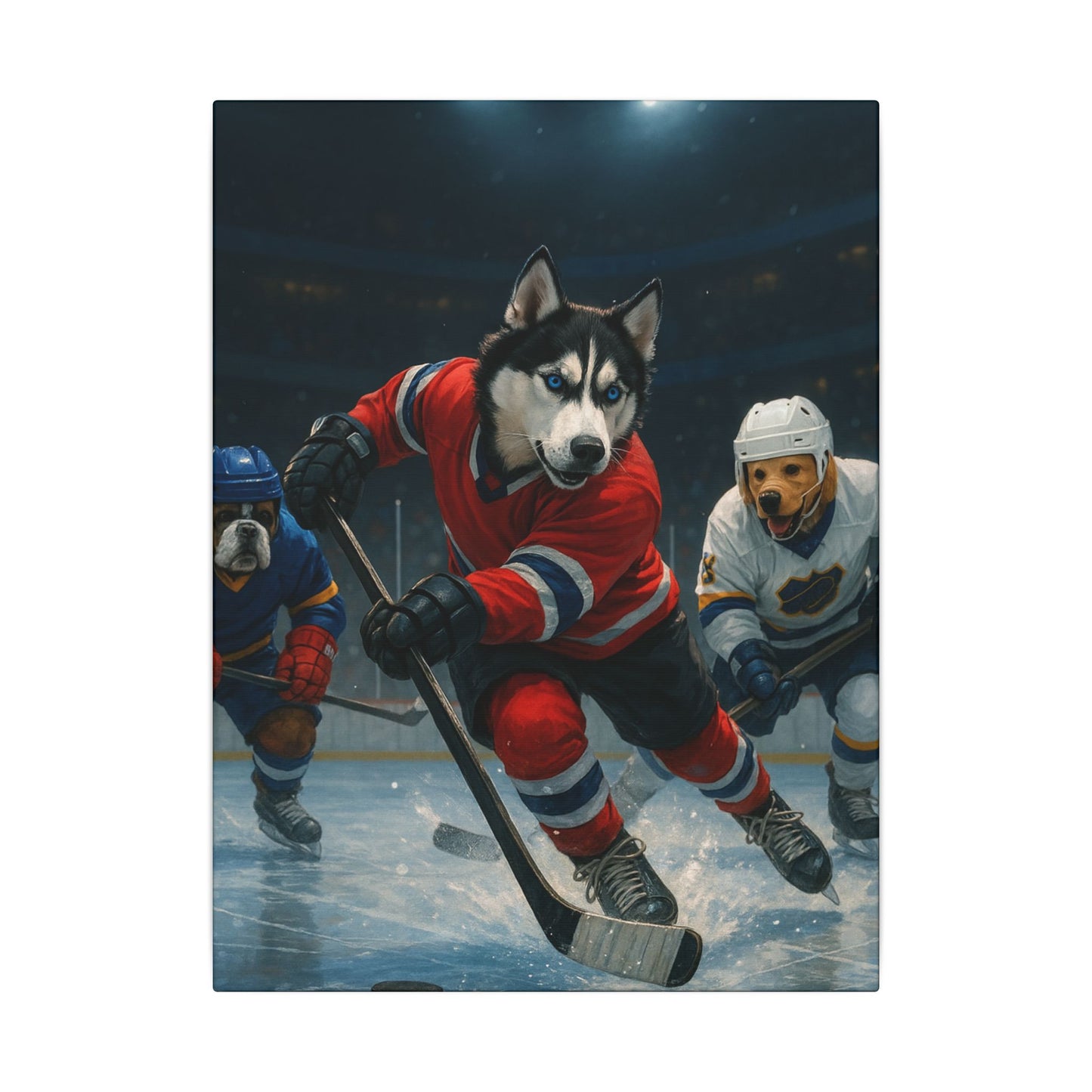 Canvas Print - Dogs Playing Hockey - Fantasy Dog Portraits