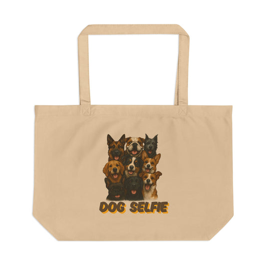 Dog Selfie Eco Tote Bag, Reusable Shopping Bag, Pet Lover Gift, Fun Beach Bag, Dog Mom Tote, Earth-Friendly Pet Accessory