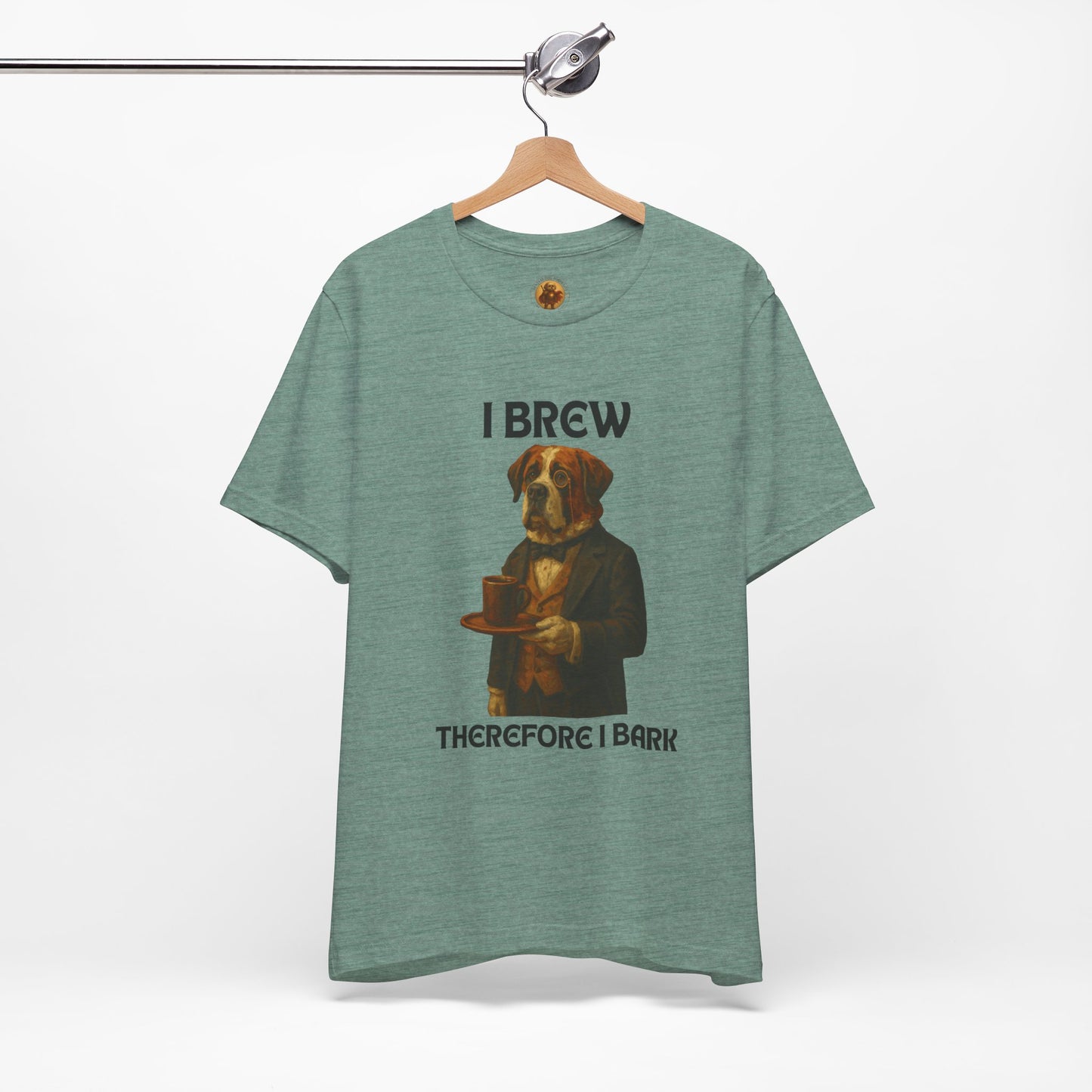 Unisex Funny Dog Lover Tee - I Brew Therefore I Bark, Gift for Pet Owners, Unisex Jersey Shirt, Casual Wear, Dog Themed Apparel, Birthday Present