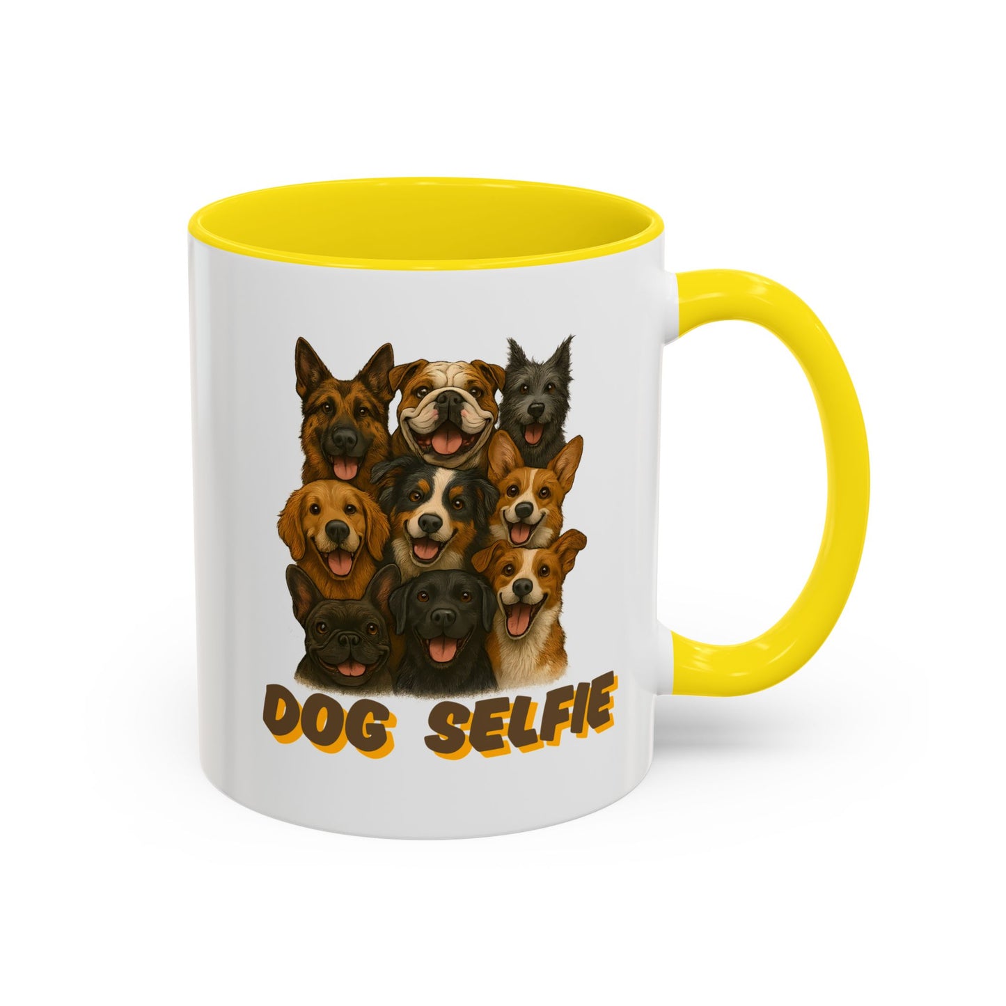 Dog Lover's Accent Coffee Mug - Perfect Gift for Pet Owners, Dog Selfie Mug, Ceramic Coffee Cup, Funny Dog Gift, Home & Kitchen Decor - Fantasy Dog Portraits
