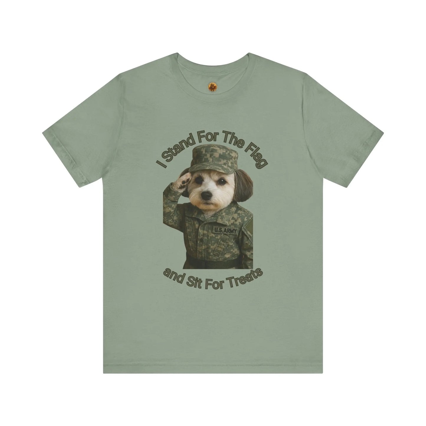 Patriotic Dog Graphic Tee, Funny Military Dog Shirt, Unisex Humor Tee, Gift for Dog Lovers, Independence Day Top Printify