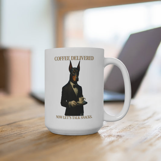 Doberman Pincher Stylish Dog-Themed Mug for Dog Lovers, Coffee Lover Gift, Dog Dad Mug, Funny Snacks Mug, Unique Pet Owner Coffee Cup